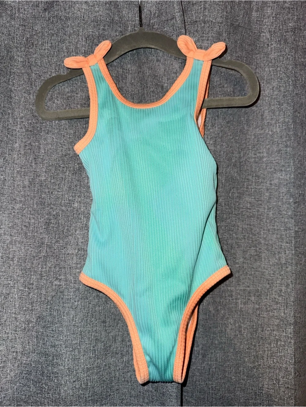 Cat & Jack Aqua One-Piece Swimsuit with Peach Trim